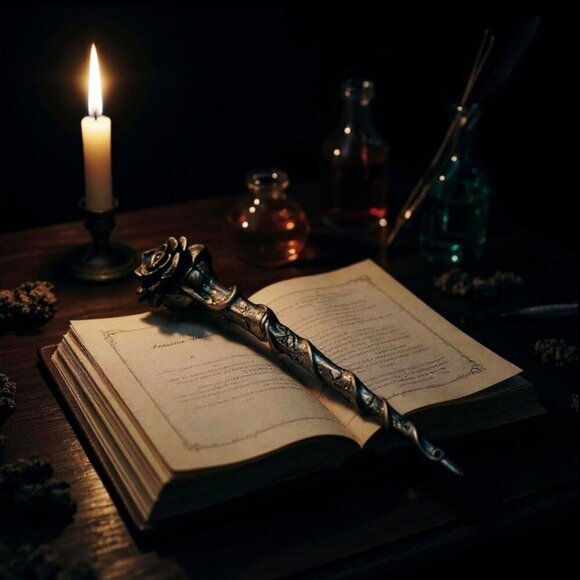 Alchemy Gothic ✦ Black Rose Wand ✦ Resin Ritual Scepter Sigils Decor NWT - Picture 4 of 5